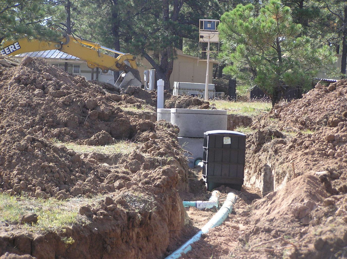 Septic tank and lines going in on a mountain property